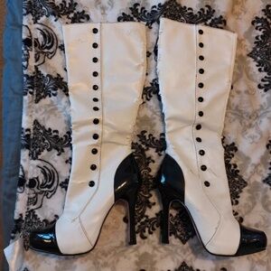 Leg Avenue Black and White Heeled Boots